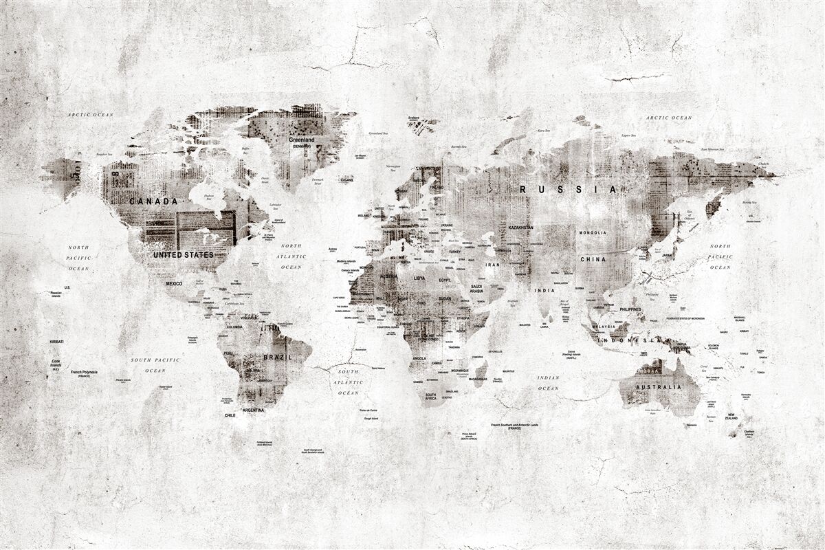Papier peint carte du monde indiquant les noms des États