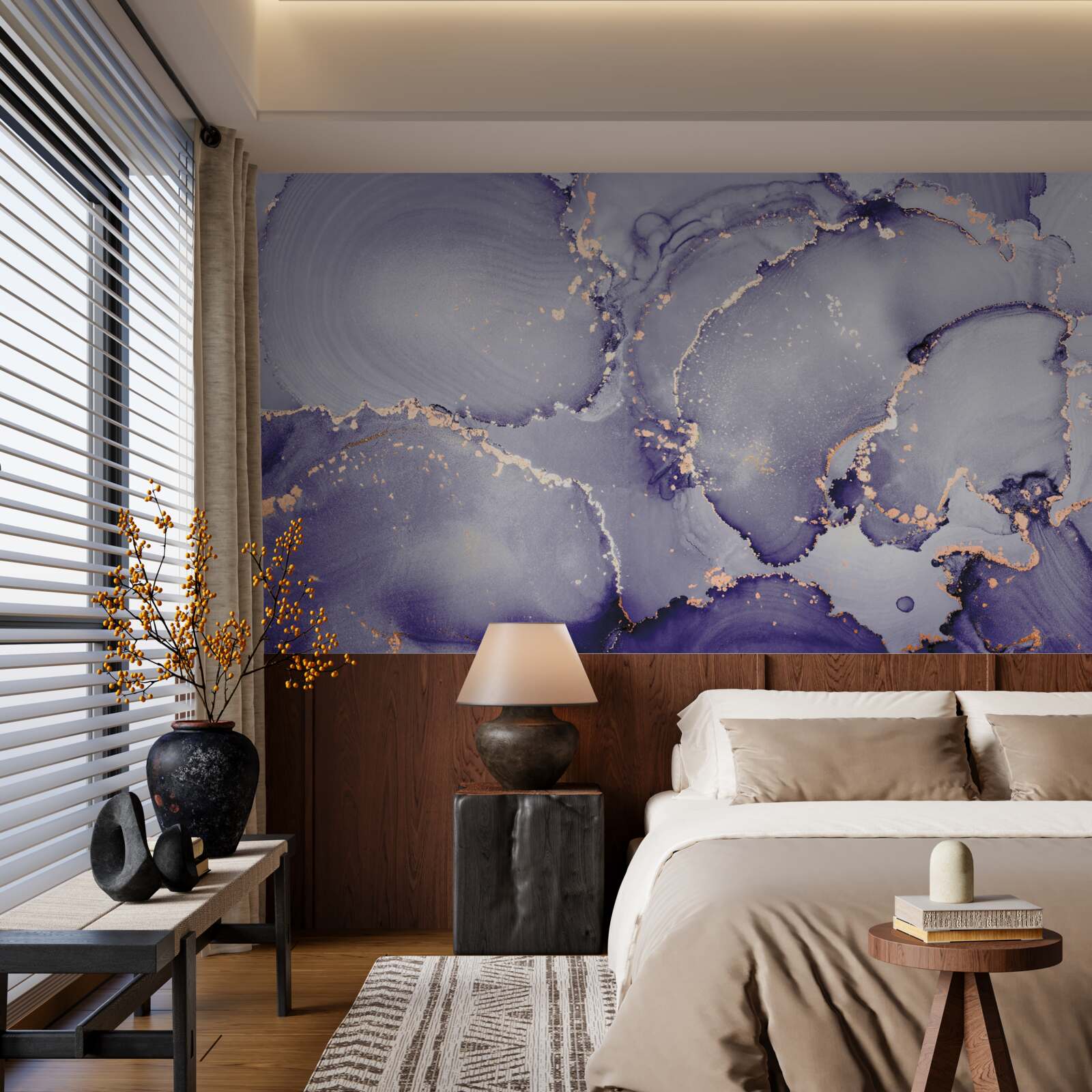 Papier peint lilas violet marbre