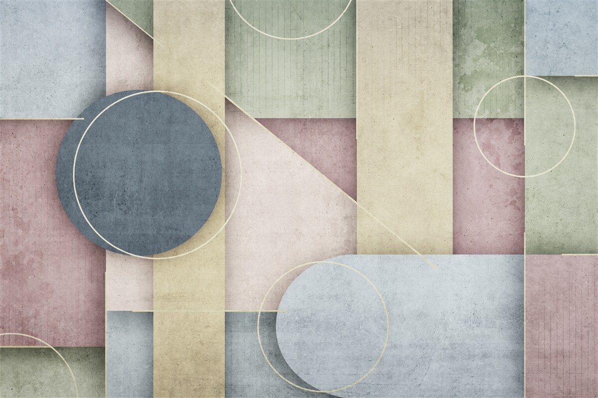 Papier peint composition avec des éléments géométriques