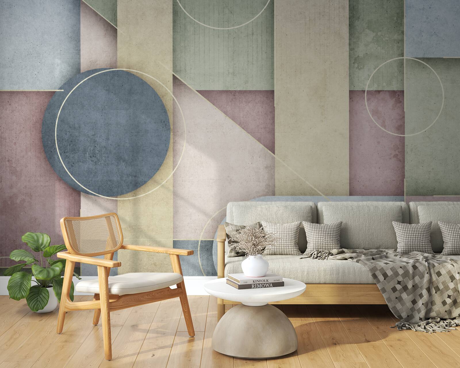 Papier peint composition avec des éléments géométriques