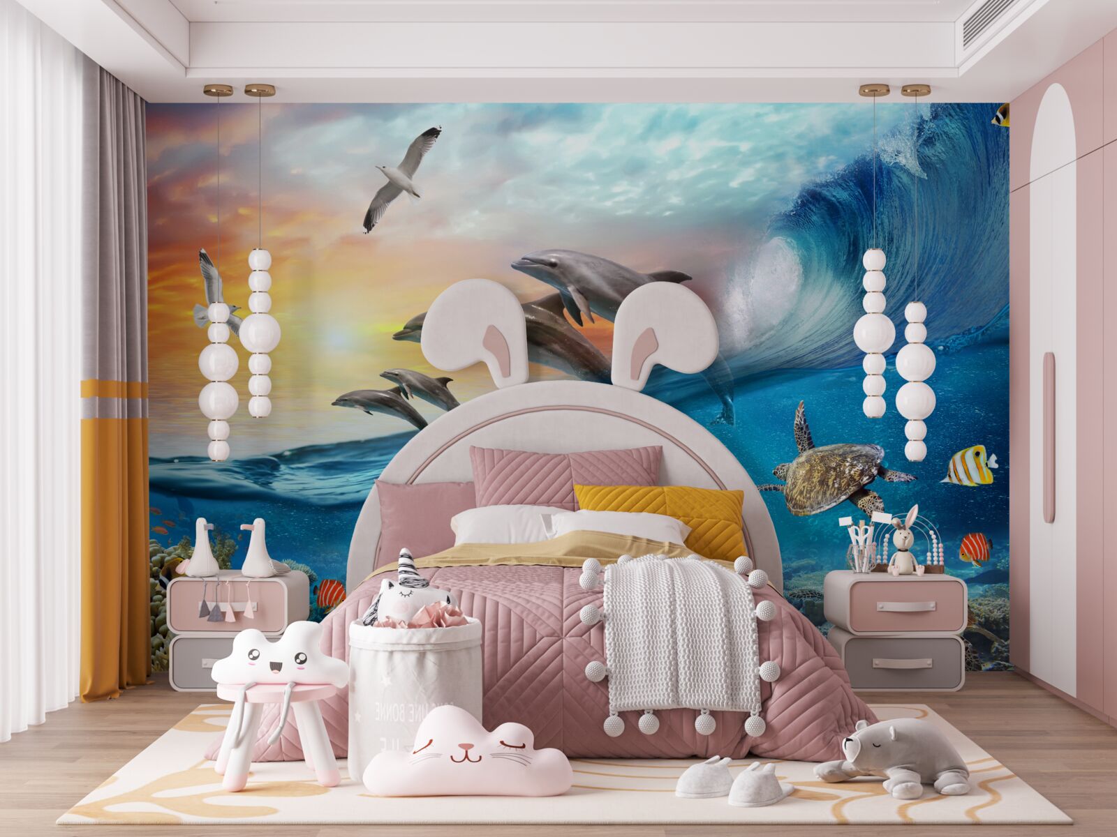 Papier peint les dauphins bondissent hors des vagues
