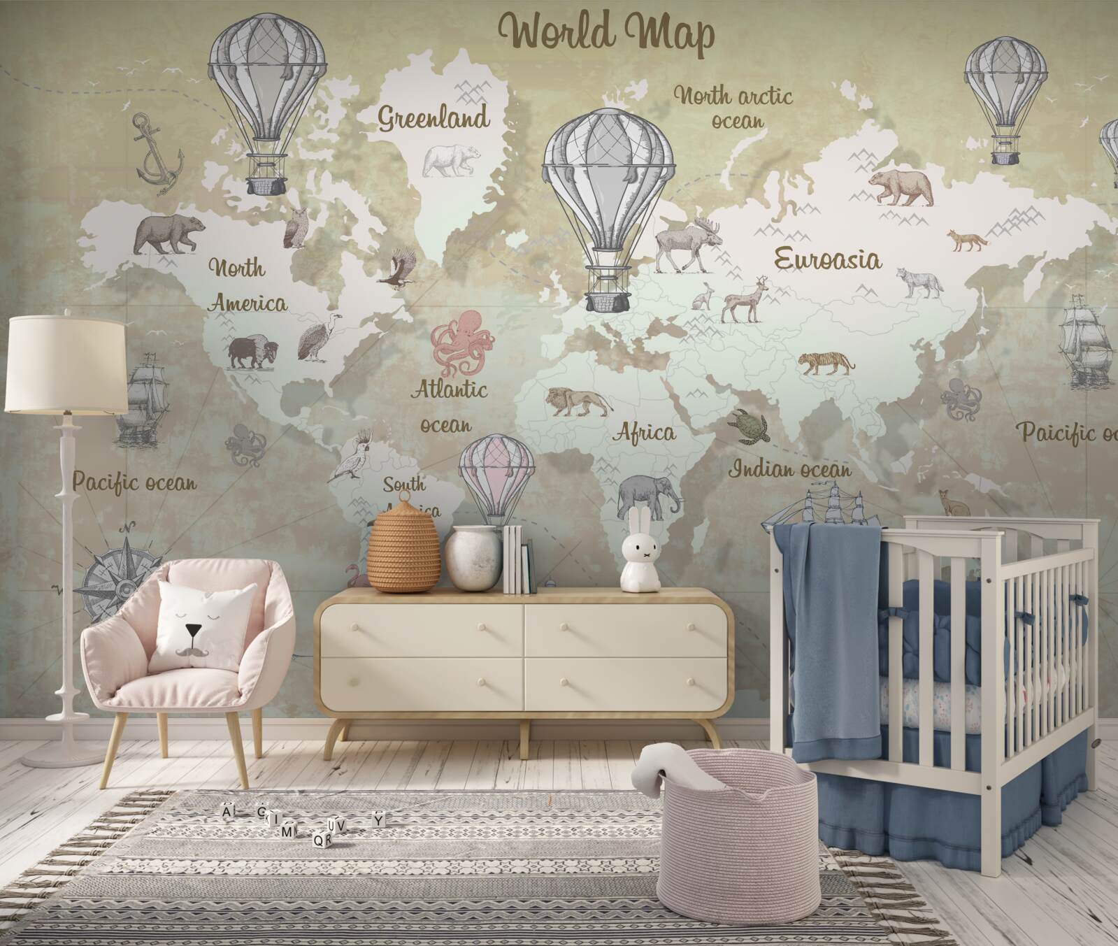 Papier peint carte du monde en couleurs chaudes