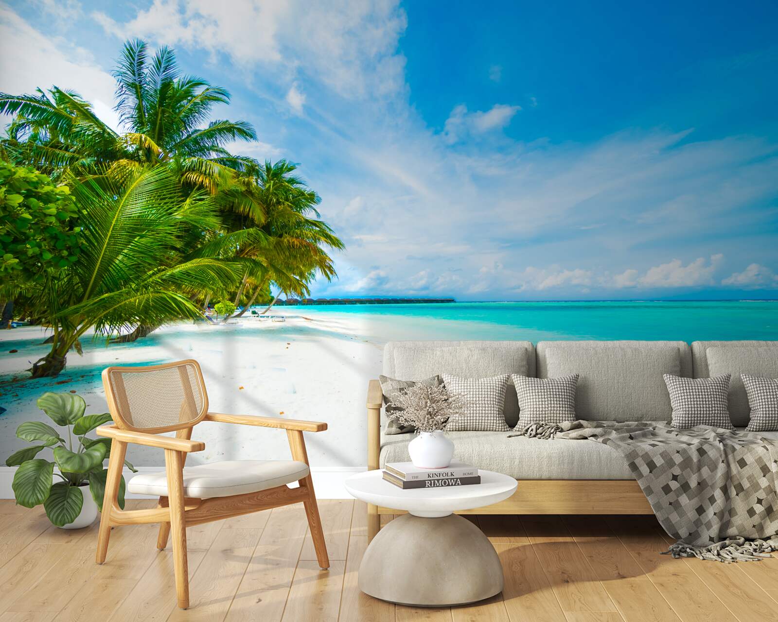 Papier peint plage tropicale azur
