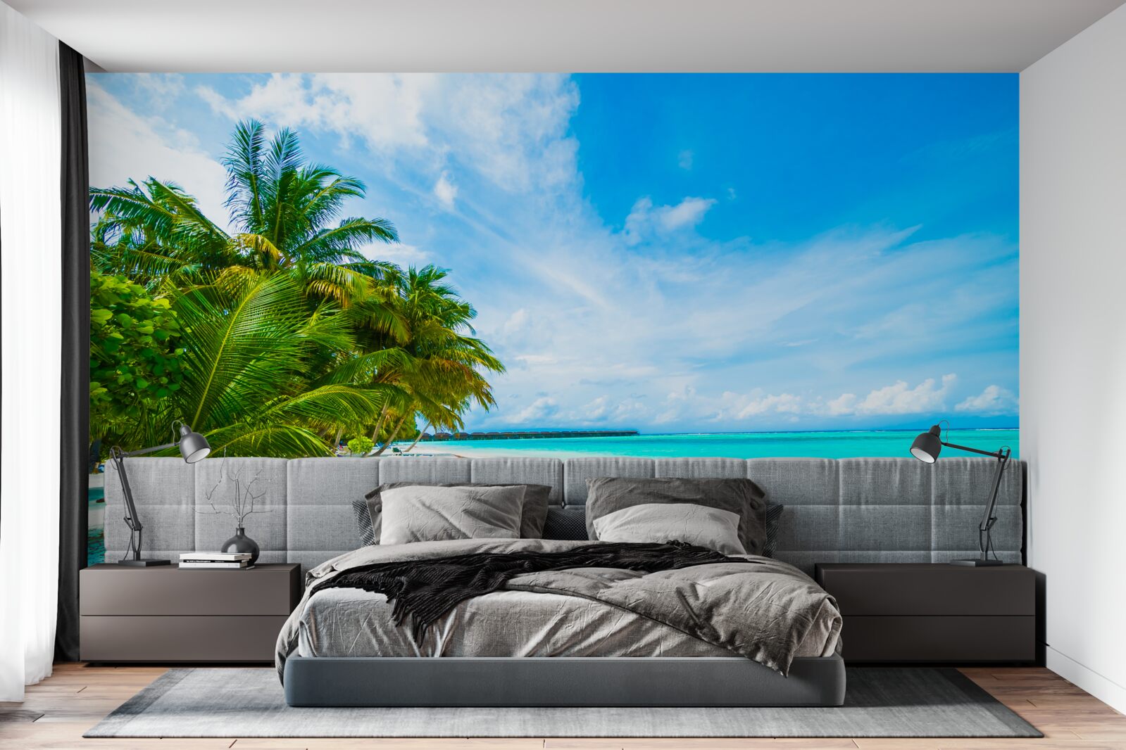 Papier peint plage tropicale azur