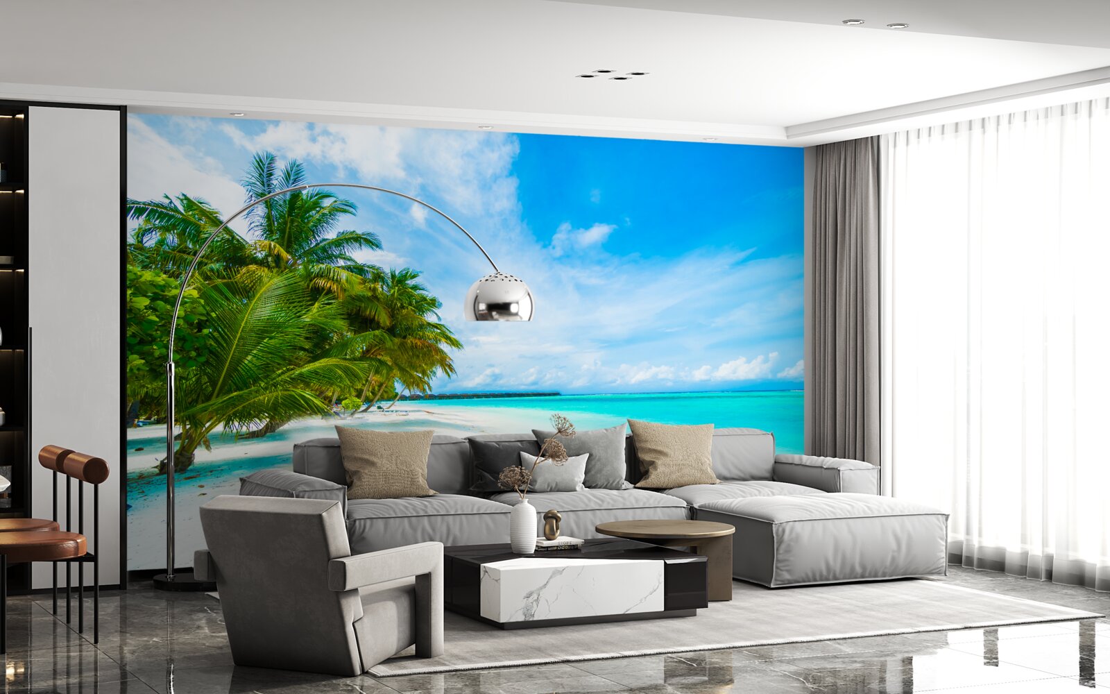 Papier peint plage tropicale azur