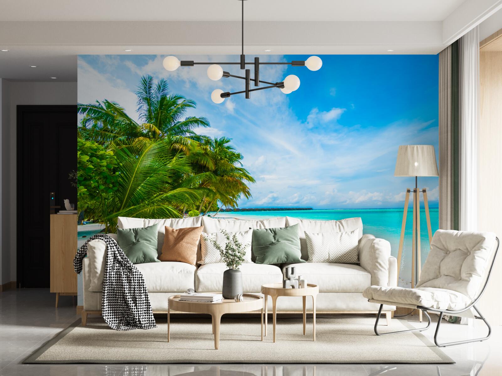 Papier peint plage tropicale azur