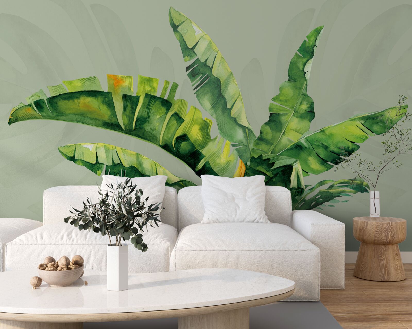 Papier peint monstera et fougère verte