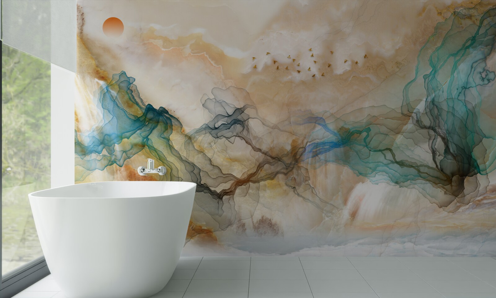 Papier peint Paysage japonais dans un style abstrait