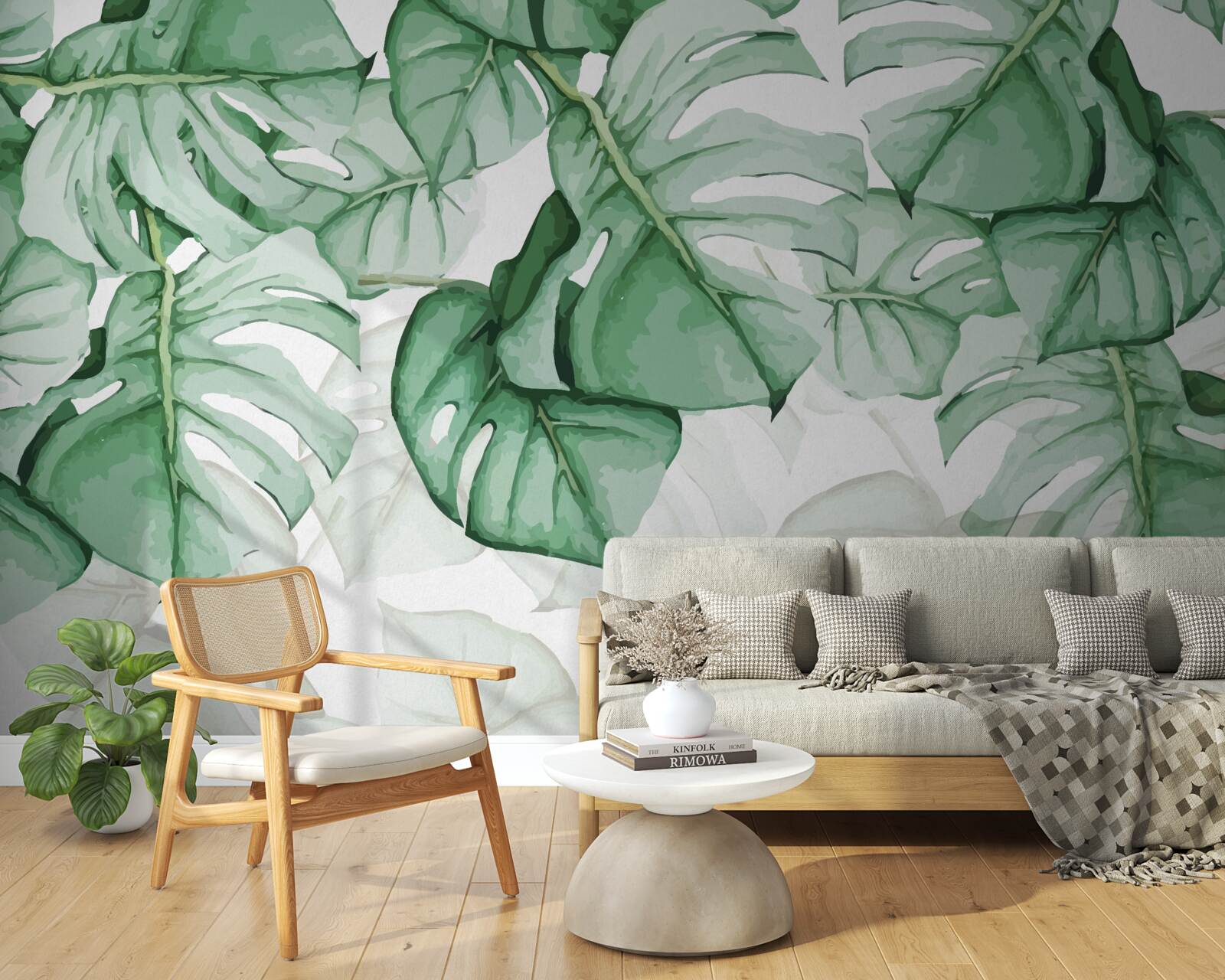 Papier peint grandes feuilles de monstera