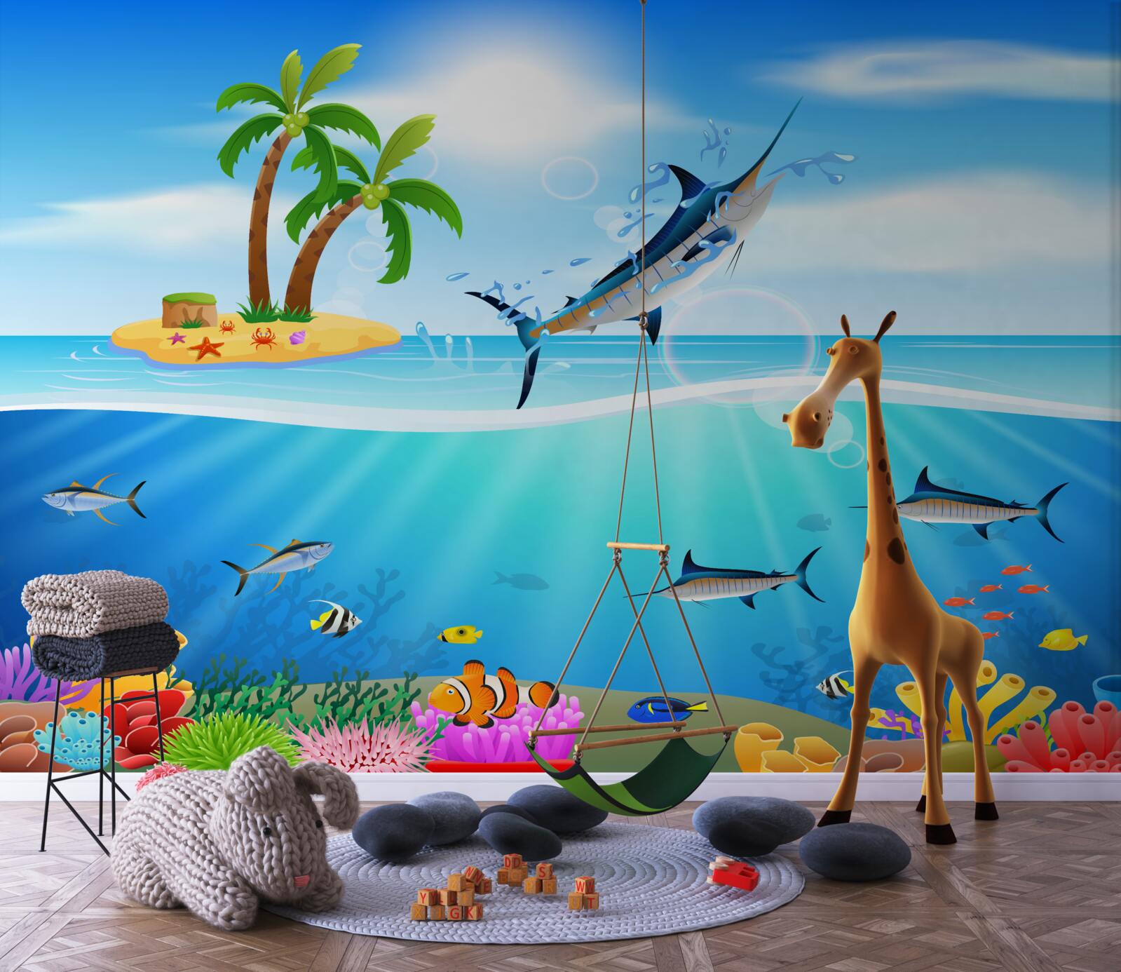 Papier peint un poisson prédateur sort de la mer