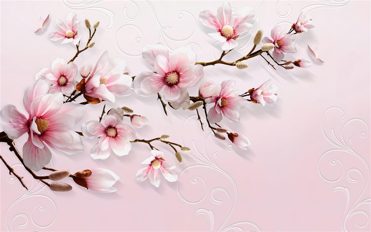 Papier peint branche de jasmin en fleur