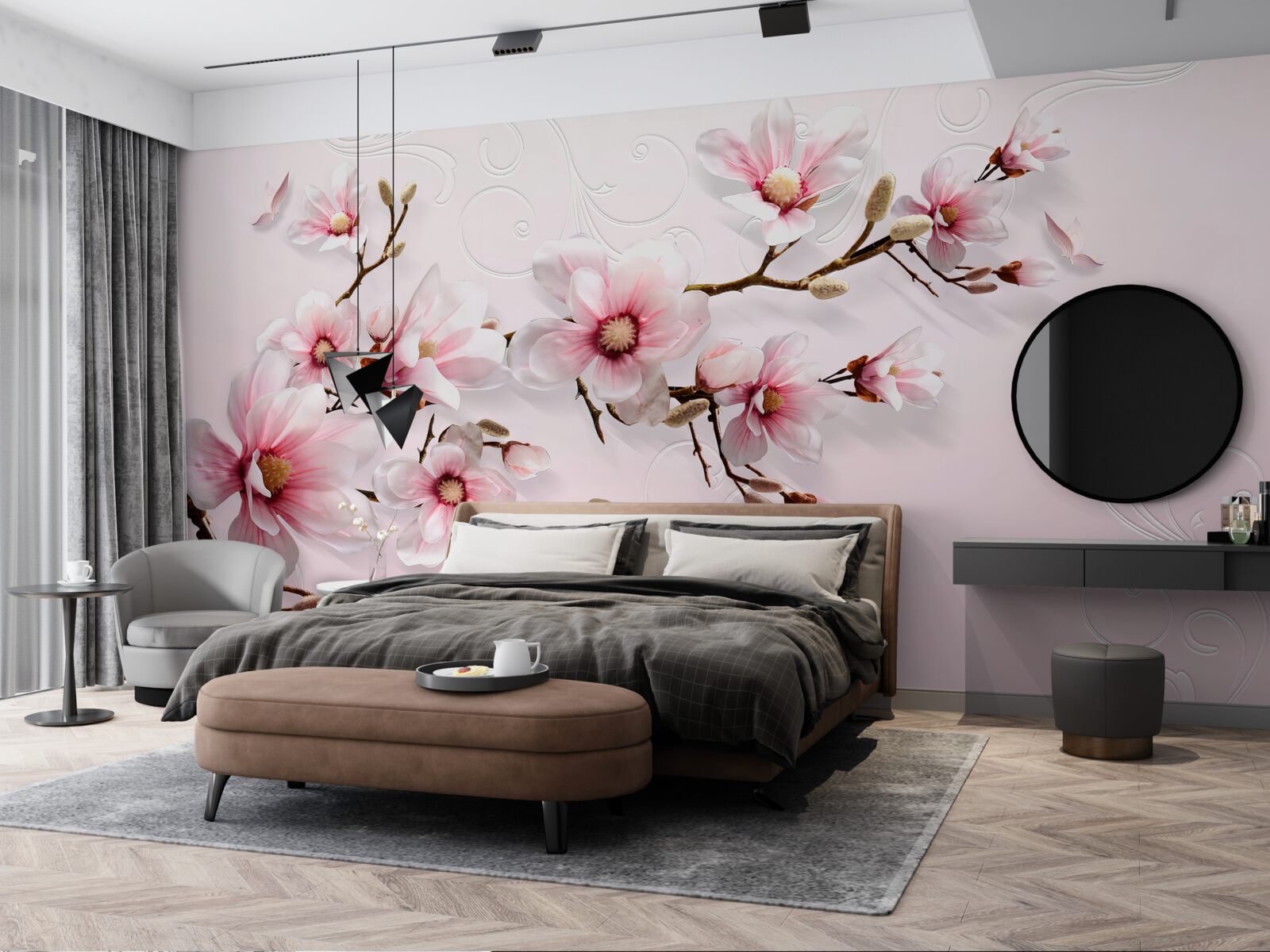 Papier peint branche de jasmin en fleur