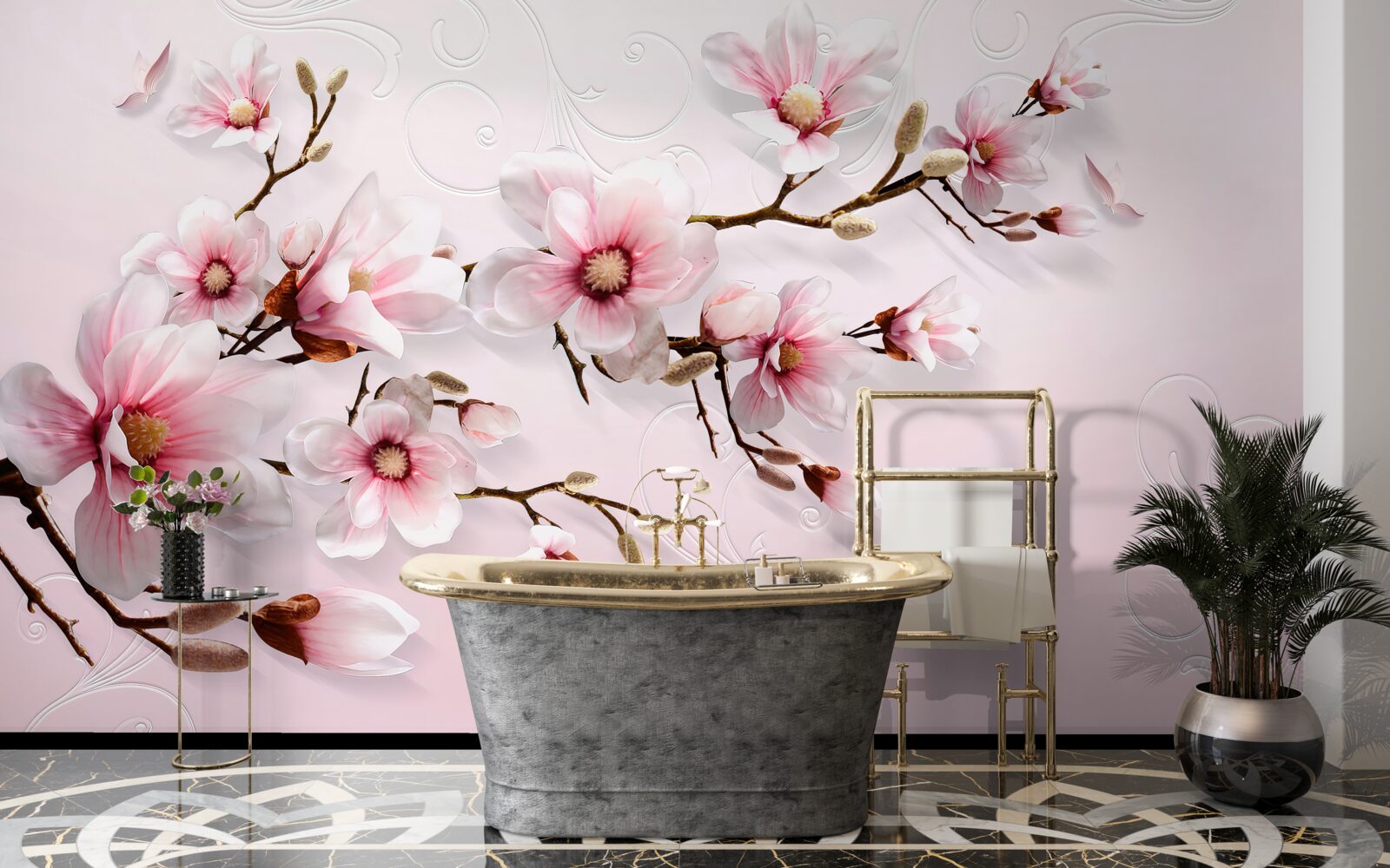 Papier peint branche de jasmin en fleur