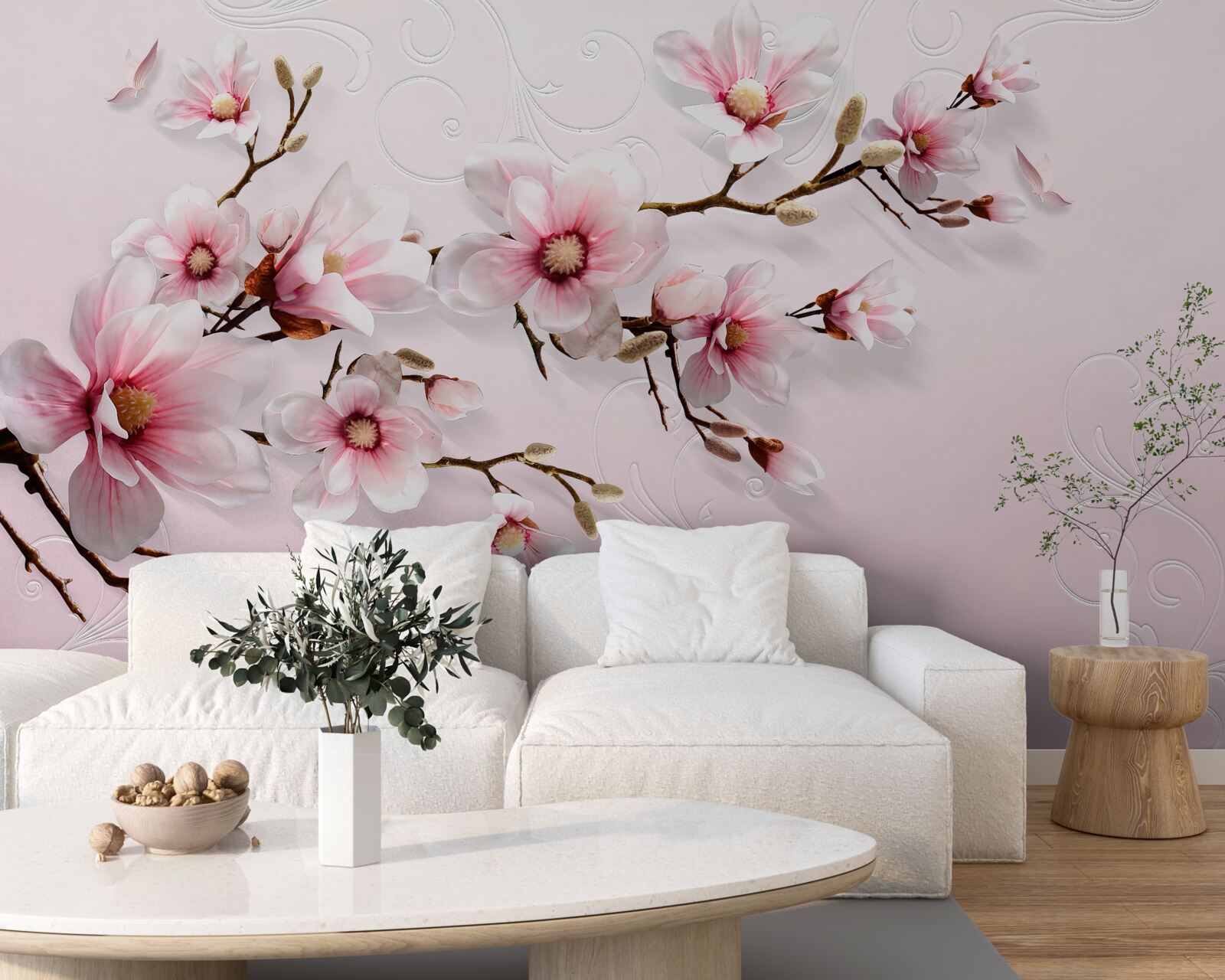 Papier peint branche de jasmin en fleur
