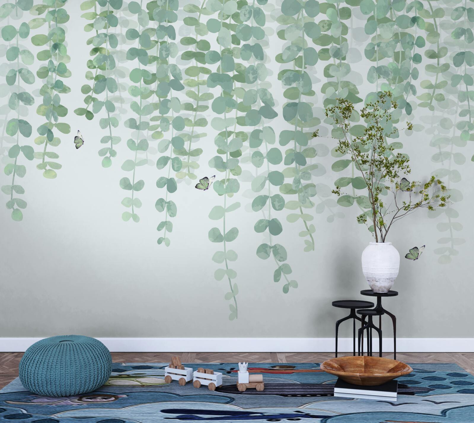 Papier peint les feuilles d'eucalyptus sont vertes