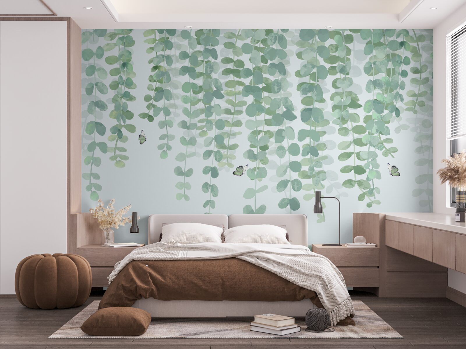 Papier peint les feuilles d'eucalyptus sont vertes