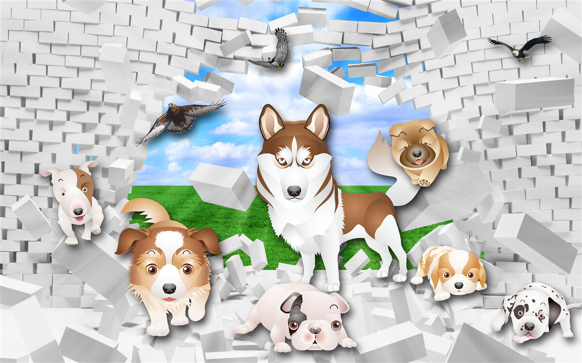 Papier peint des chiens animés ont franchi la barrière
