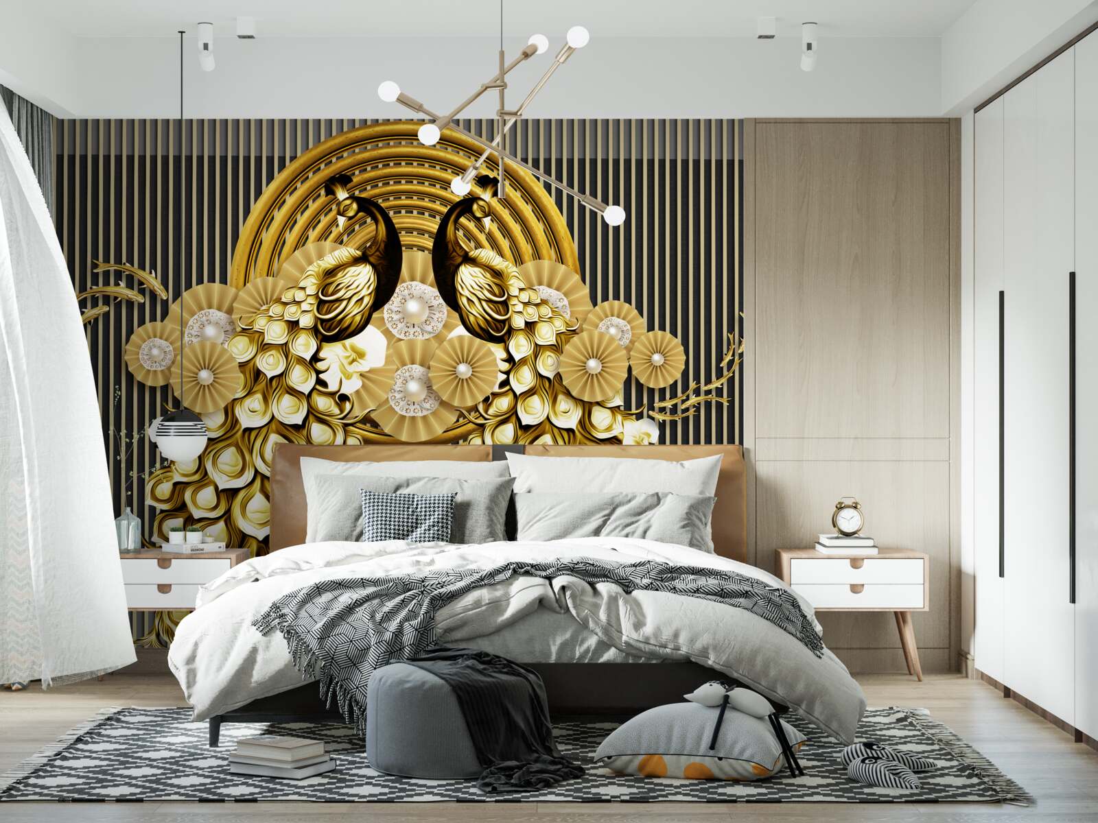 Papier peint produits avec des images de paons