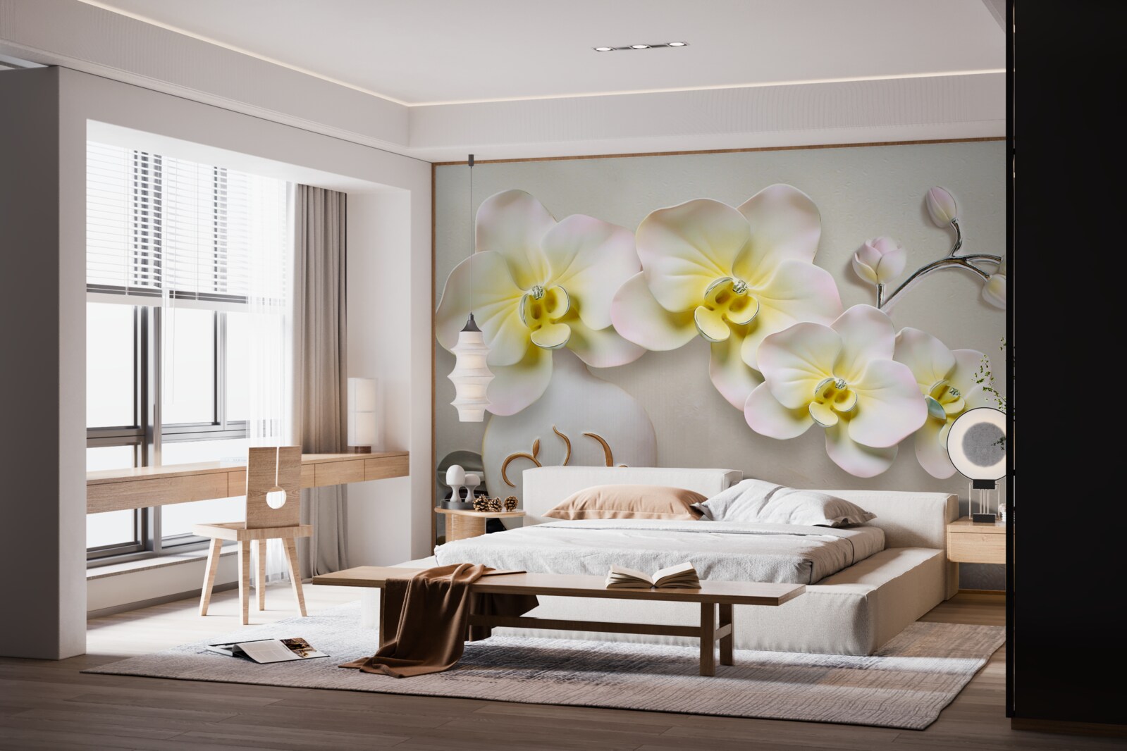 Papier peint fleurs d'orchidées décorées