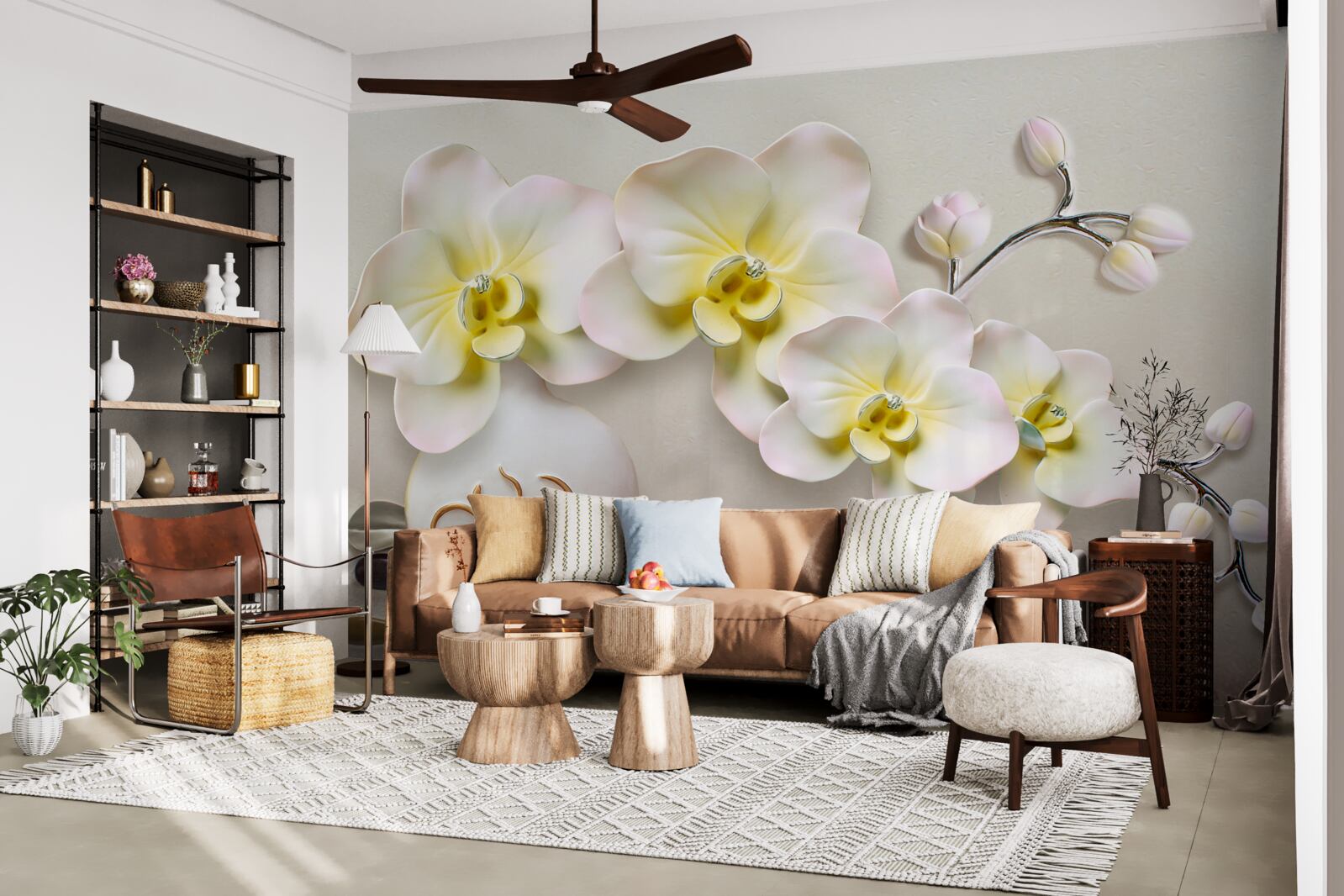 Papier peint fleurs d'orchidées décorées