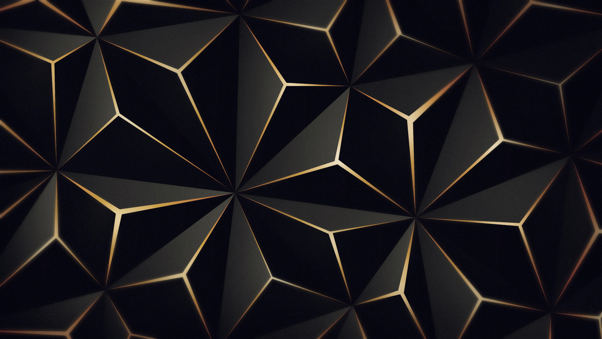 Papier peint Pyramides 3d en noir avec éléments dorés