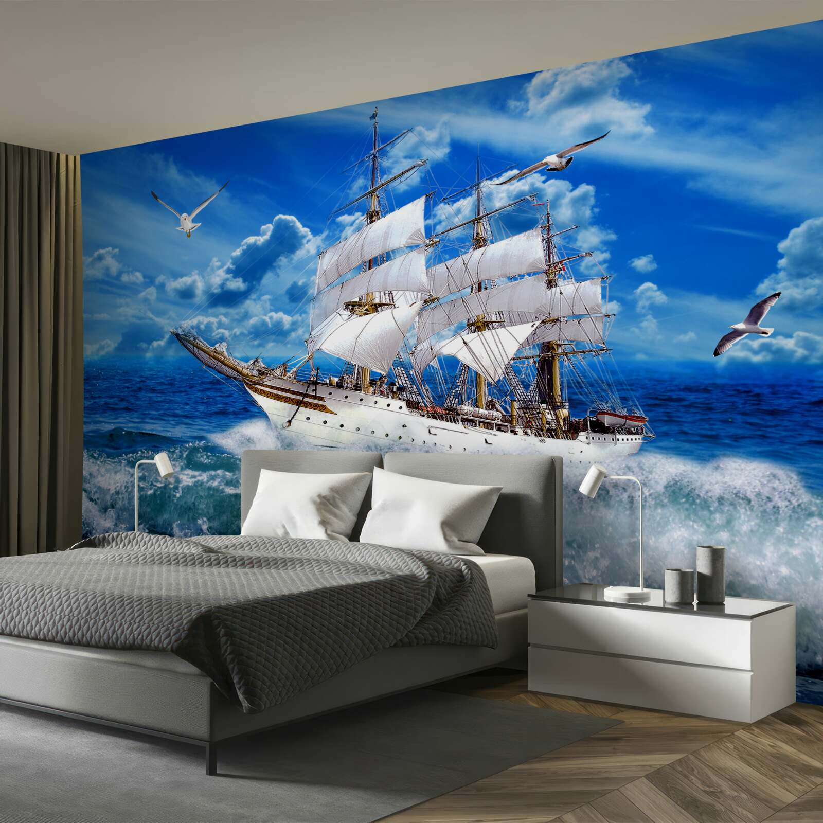 Papier peint le bateau bat la tempête