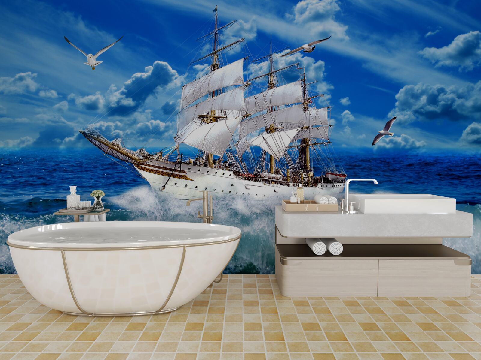 Papier peint le bateau bat la tempête
