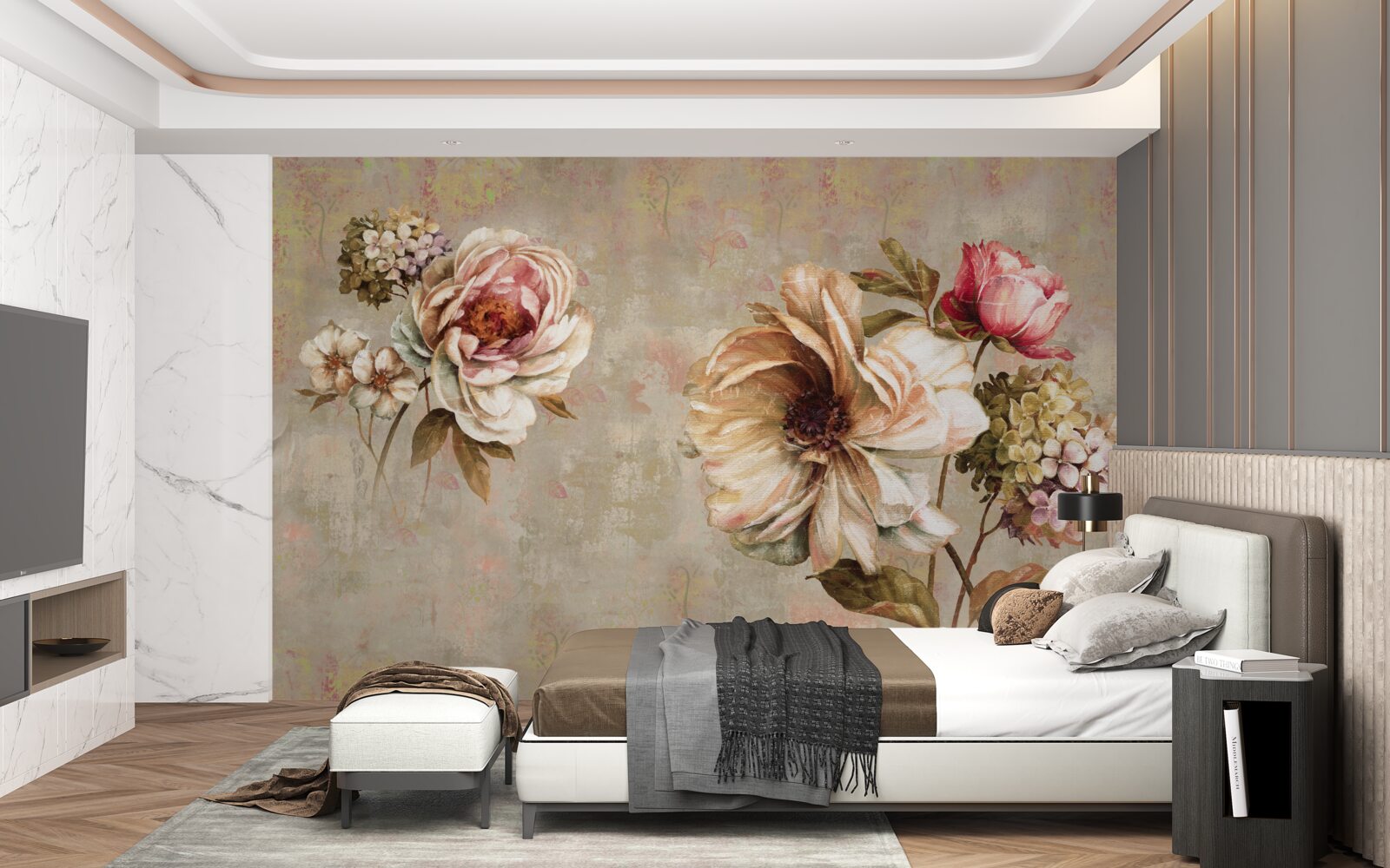 Papier peint compositions florales en bouquets