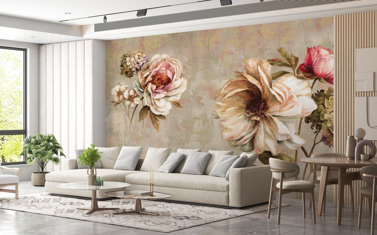 Papier peint compositions florales en bouquets