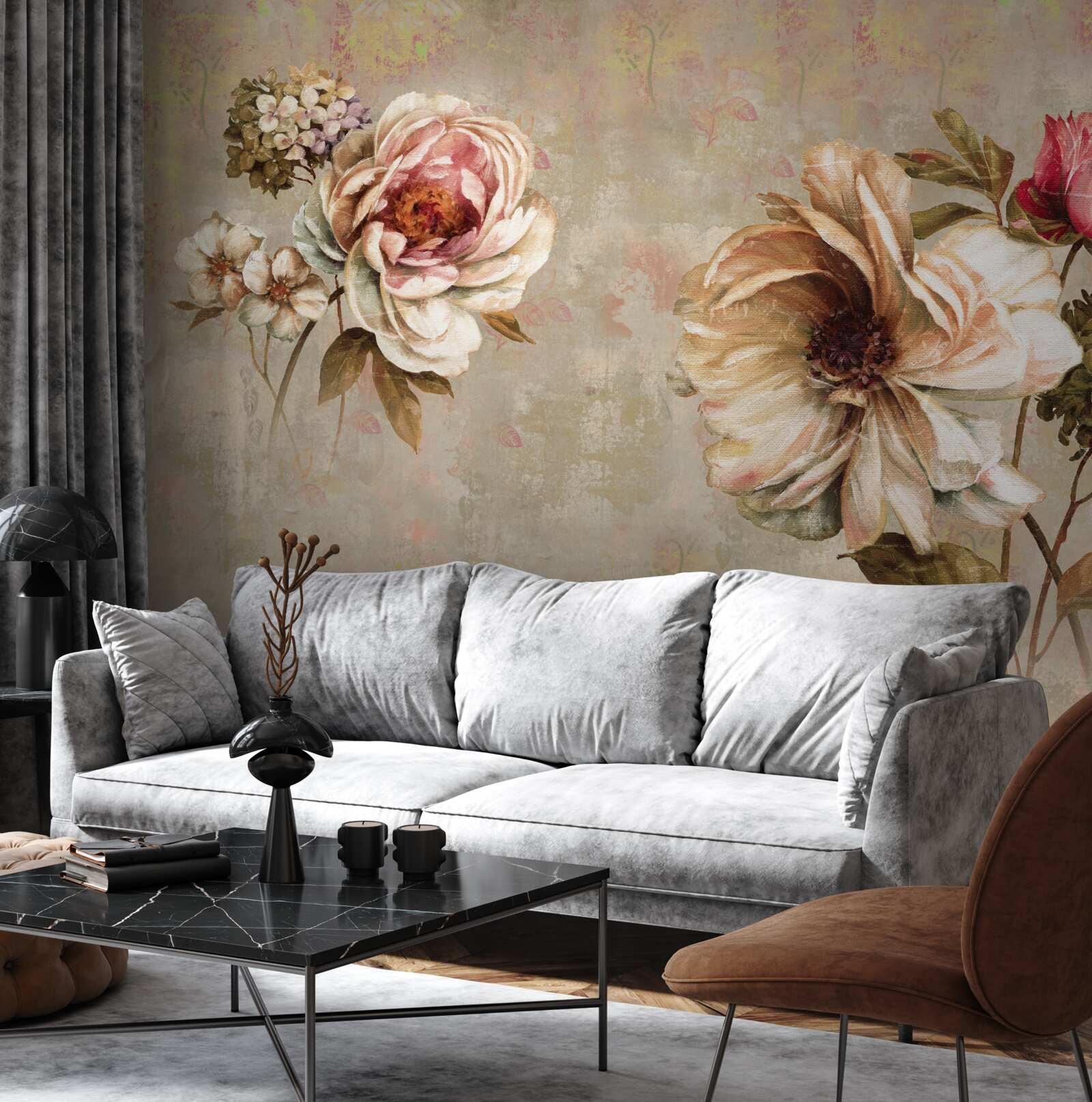 Papier peint compositions florales en bouquets