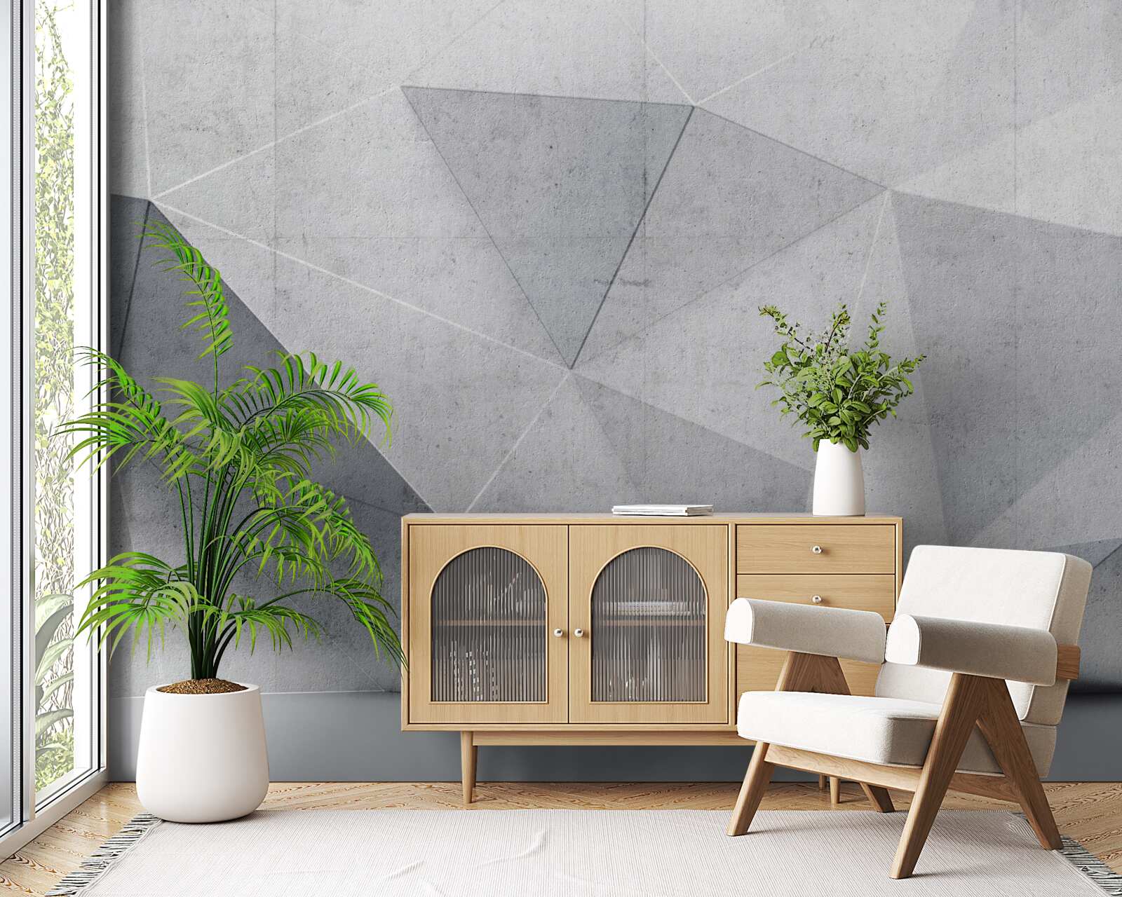 Papier peint triangles gris dans un style abstrait