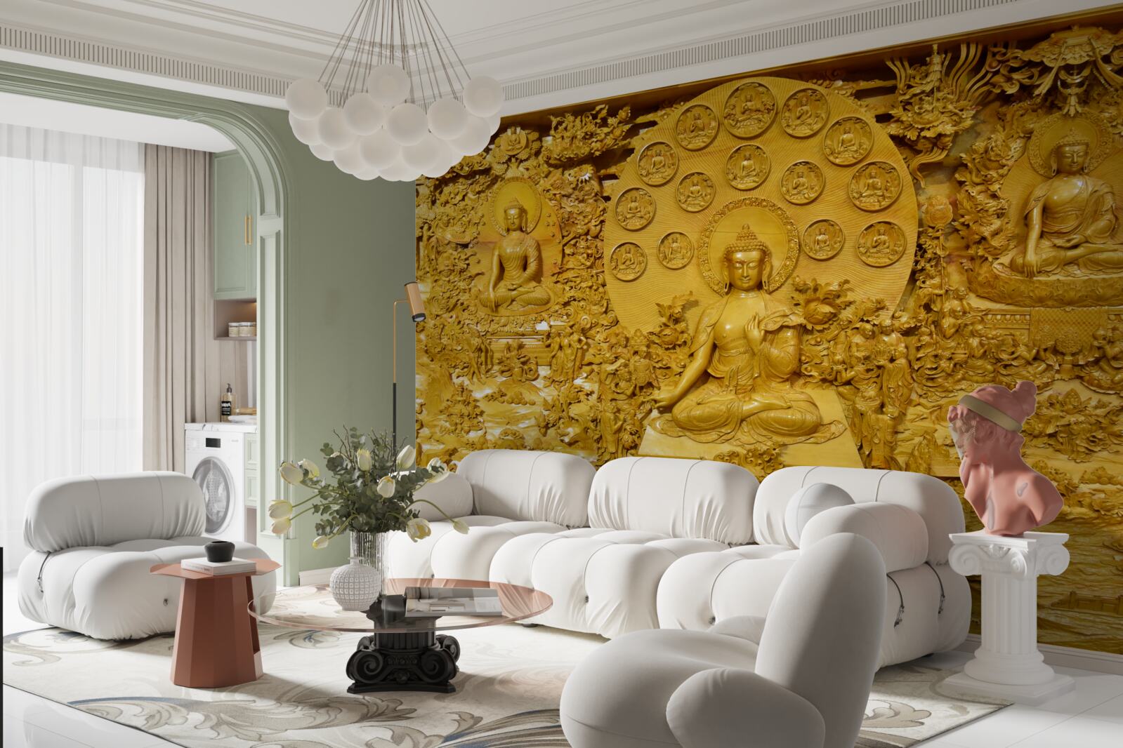 Papier peint tableau du tibet avec motifs