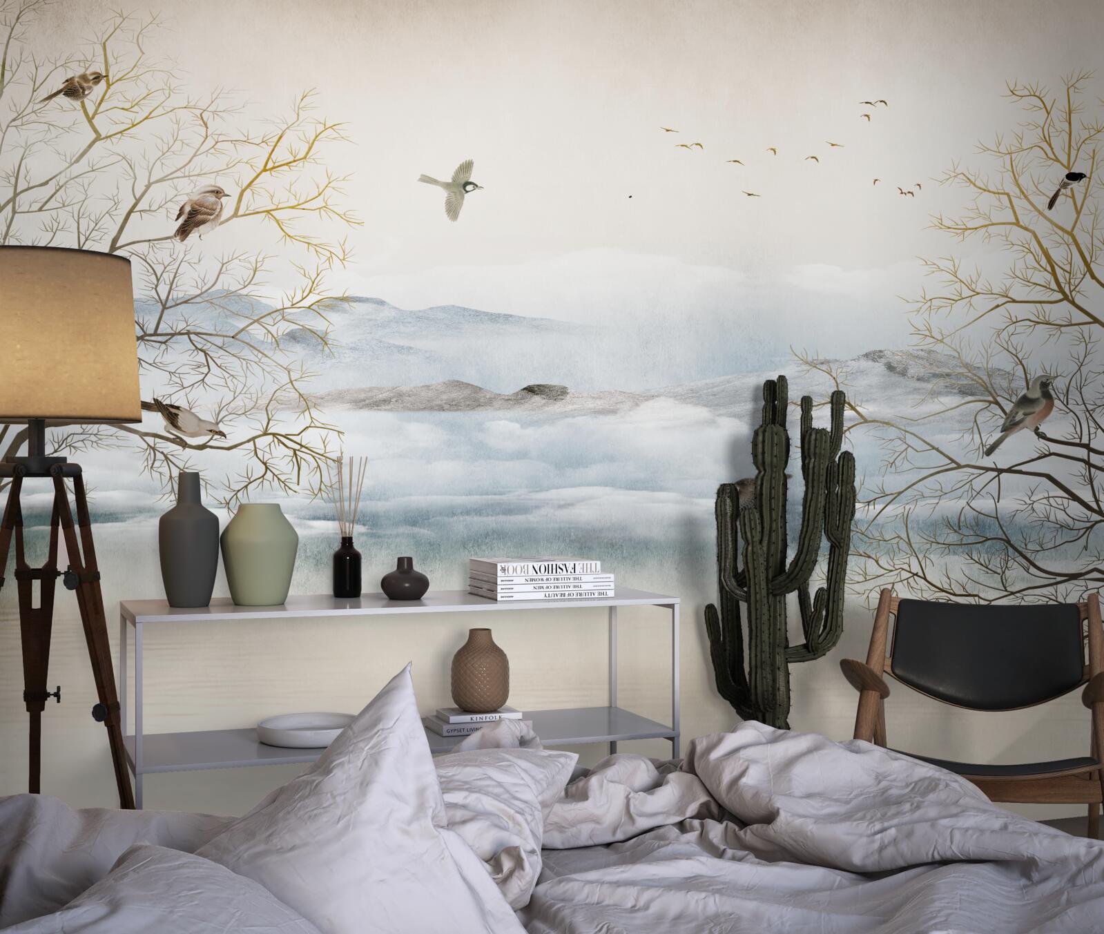 Papier peint brume matinale et chant des oiseaux