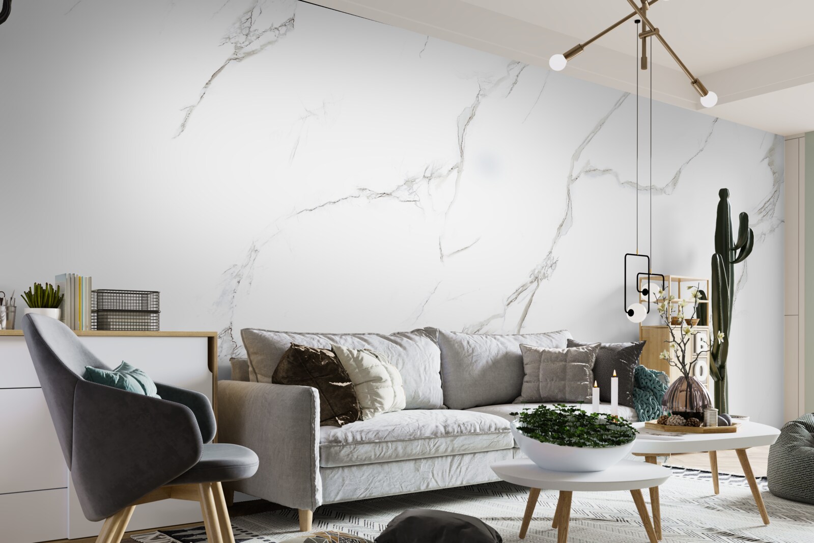 Papier peint marbre blanc