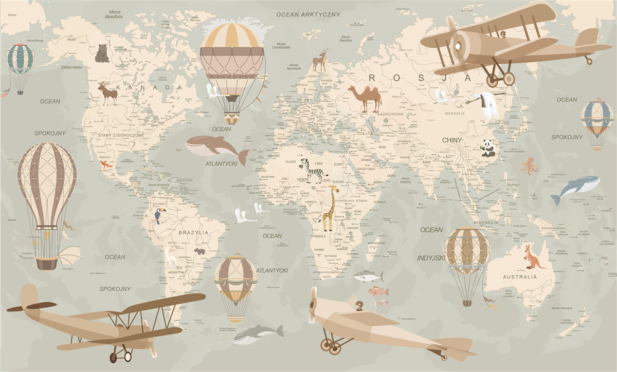 Papier peint carte du monde avec les habitants