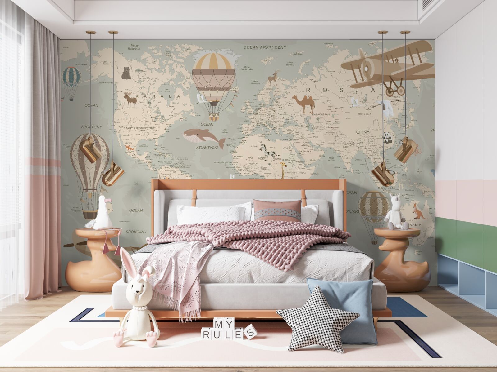 Papier peint carte du monde avec les habitants