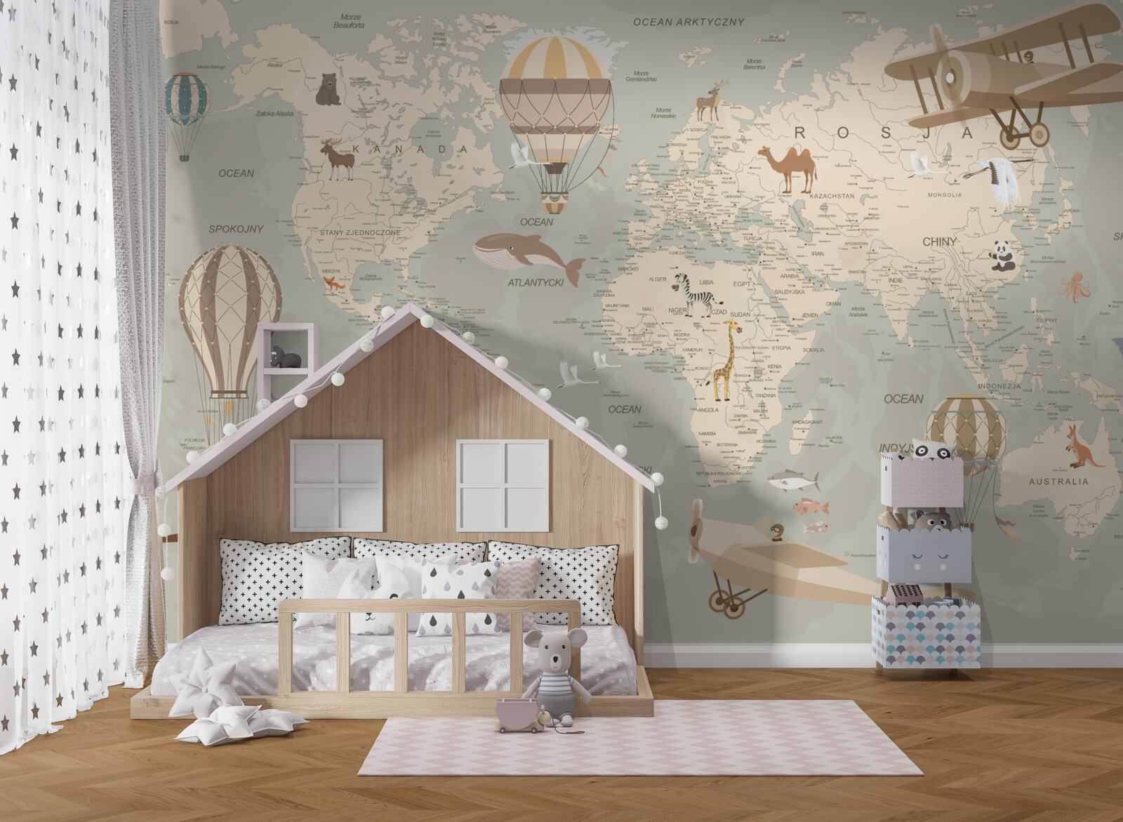 Papier peint carte du monde avec les habitants