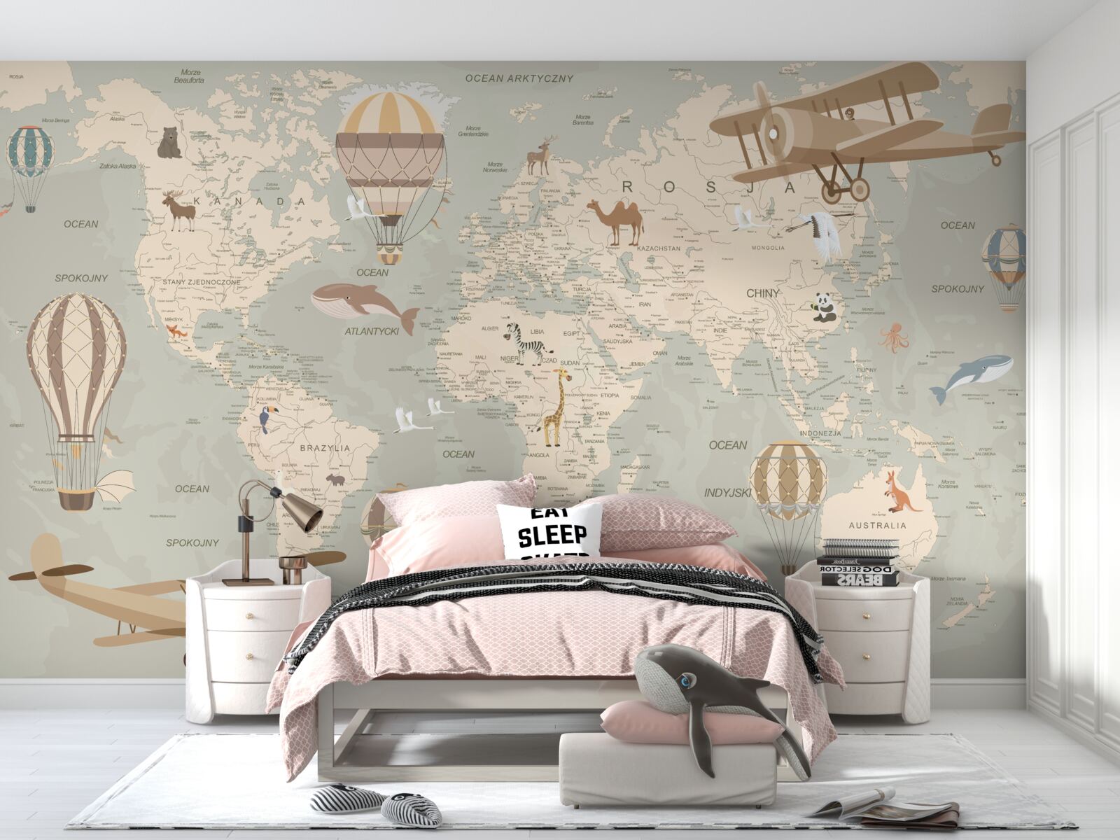 Papier peint carte du monde avec les habitants