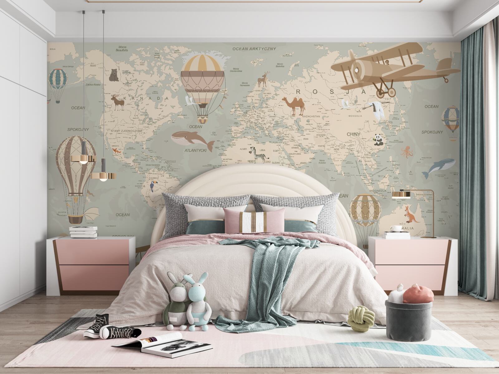 Papier peint carte du monde avec les habitants