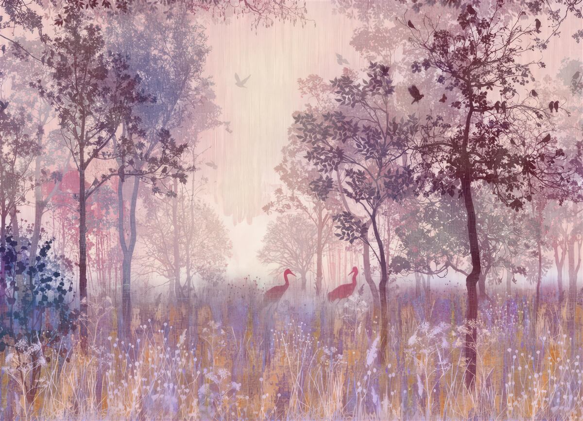 Papier peint aquarelle forêt d'automne