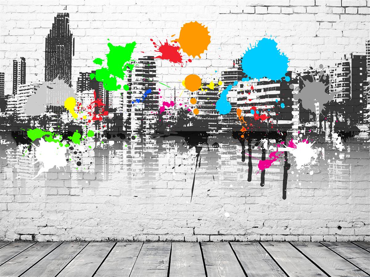 Papier peint graffiti sur mur urbain