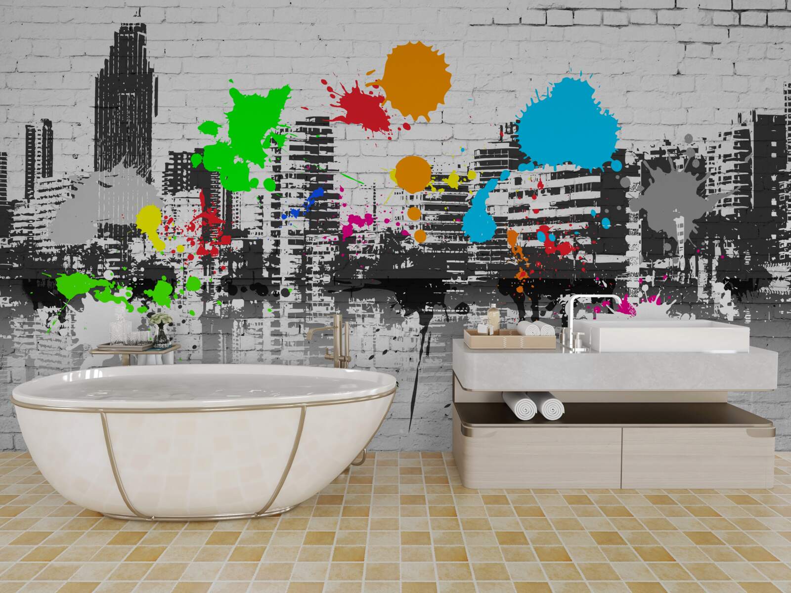 Papier peint graffiti sur mur urbain