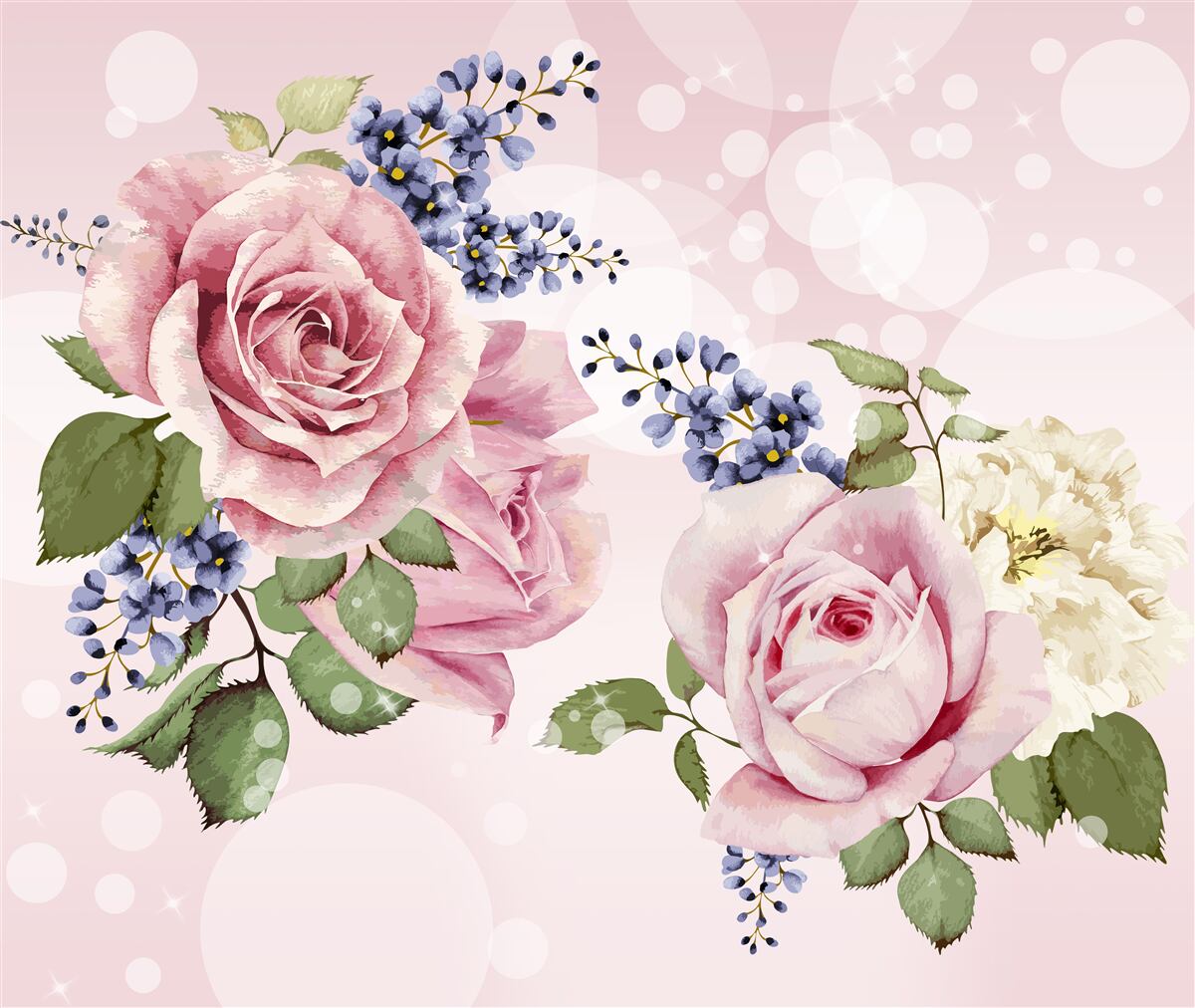 Papier peint boutons de rose dans l'arrangement