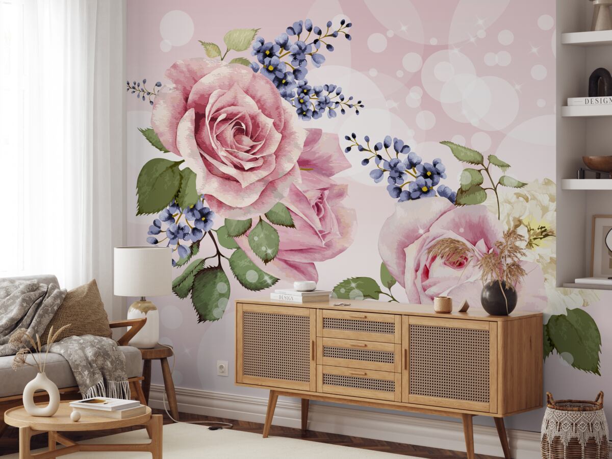 Papier peint boutons de rose dans l'arrangement