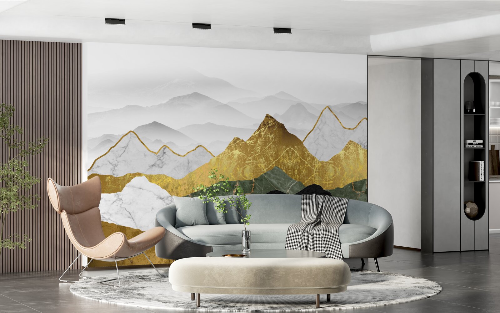 Papier peint motifs de la nature sur le marbre