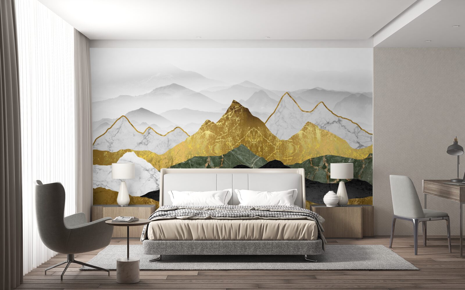 Papier peint motifs de la nature sur le marbre