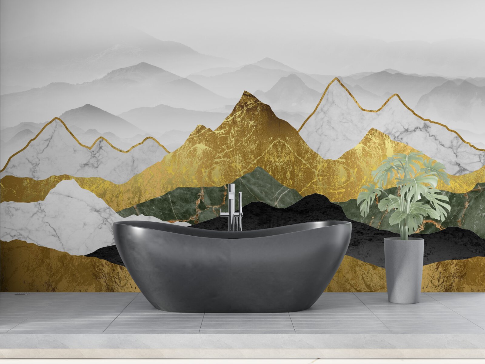 Papier peint motifs de la nature sur le marbre