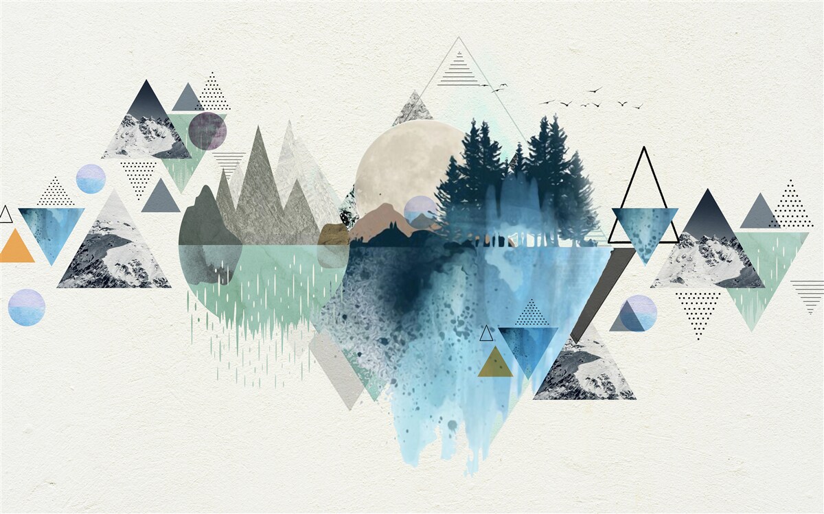 Papier peint géométrie et abstraction forestière