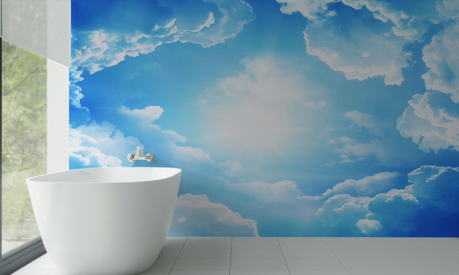 Papier peint le ciel est bleu et le soleil brille de mille feux