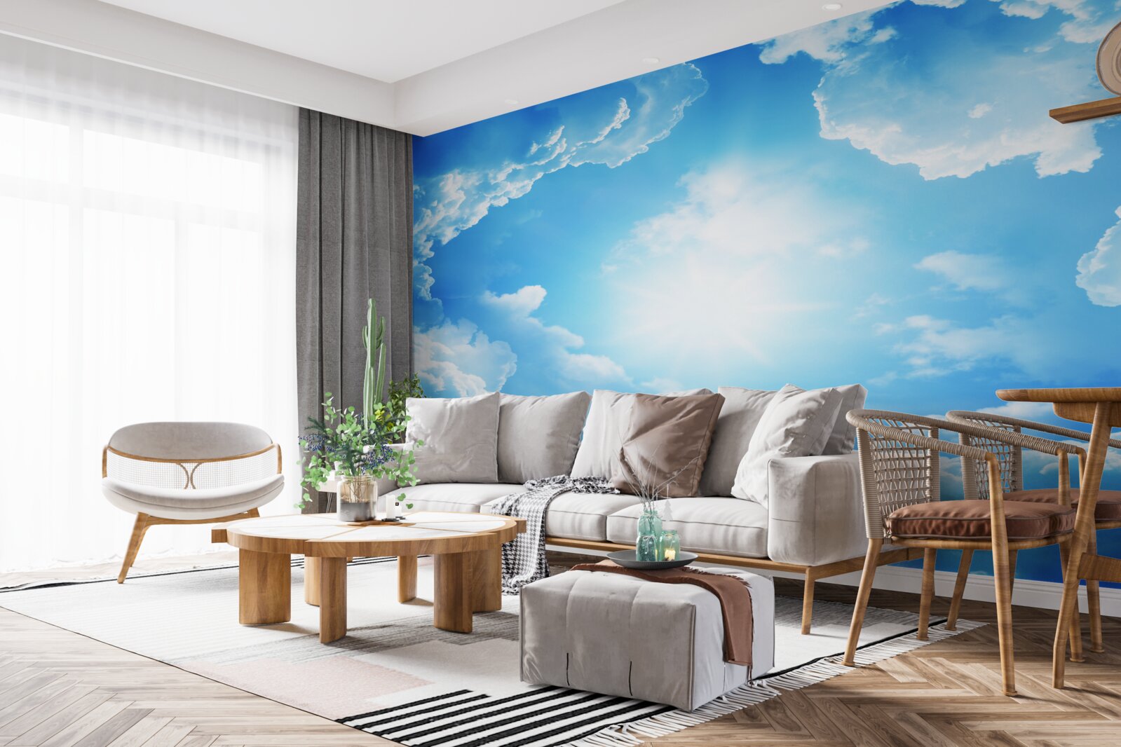 Papier peint le ciel est bleu et le soleil brille de mille feux